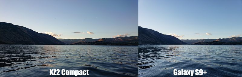 The XZ2 Compact’s 16:9 photo aspect ratio plays nicely in landscapes like this, but there’s some weird artifacting and noise going on in the mountains.